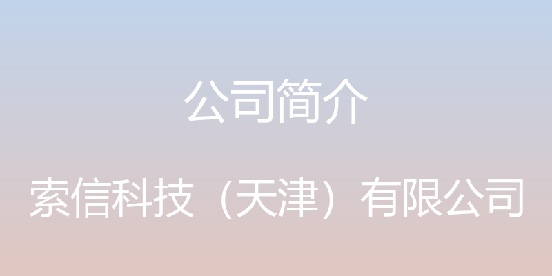 公司简介 - 索信科技（天津）有限公司