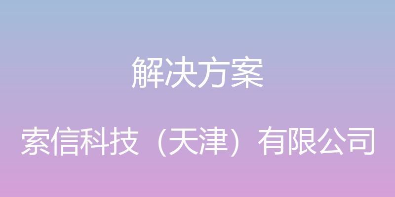 解决方案 - 索信科技（天津）有限公司