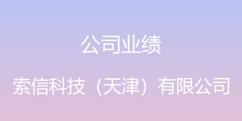 公司业绩 - 索信科技（天津）有限公司